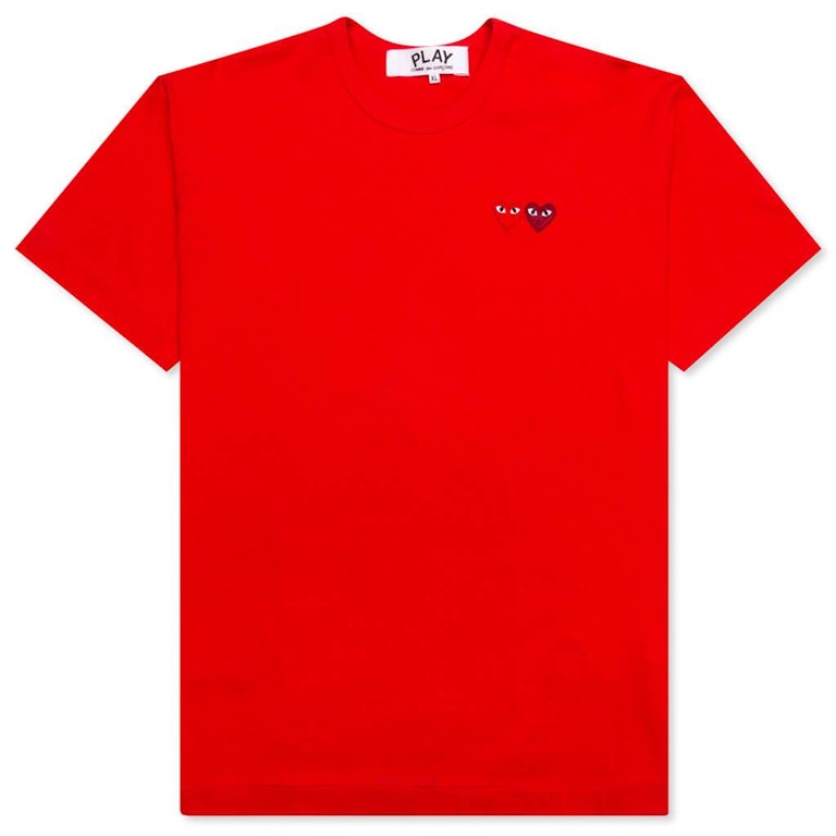 Pre-owned Cdg Play Double Hearts T-shirt Red