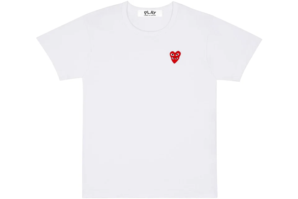 Comme des Garcons Play Double Red Heart T-shirt White