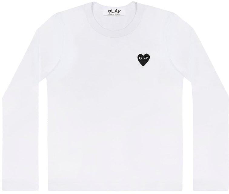 Himmel Klinik Skænk CDG Play Embroidered Black Heart Long Sleeve T-shirt White - US