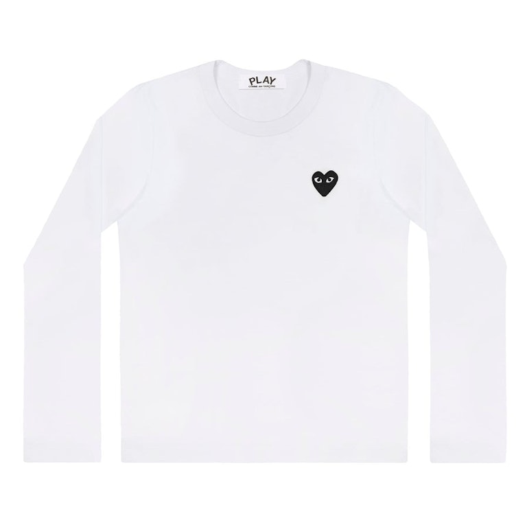 Pre-owned Cdg Play Embroidered Black Heart Long Sleeve T-shirt White