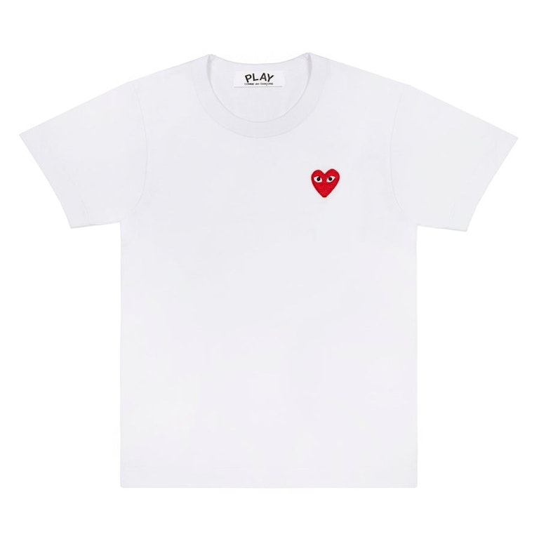 Pre-owned Cdg Play Embroidered Red Heart T-shirt White