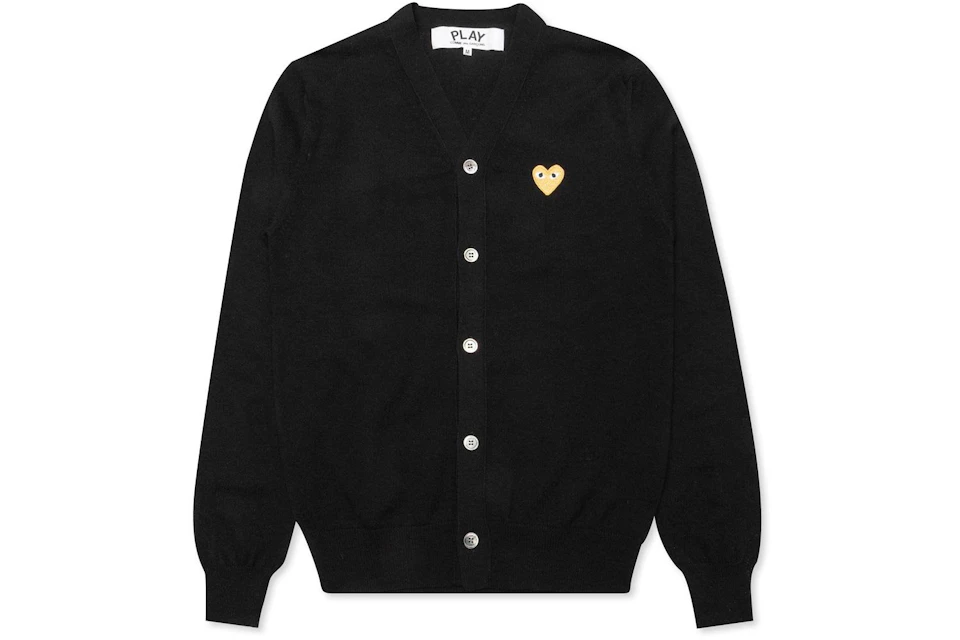 Comme des Garcons PLAY Gold Heart Knit Cardigan Sweater Black