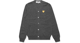 Comme des Garcons Play Gold Heart Knit Cardigan Sweater Grey