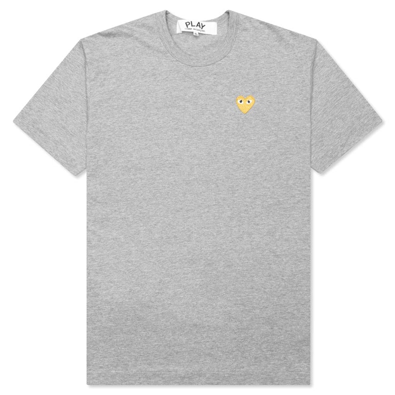 Pre-owned Cdg Play Gold Heart T-shirt Grey