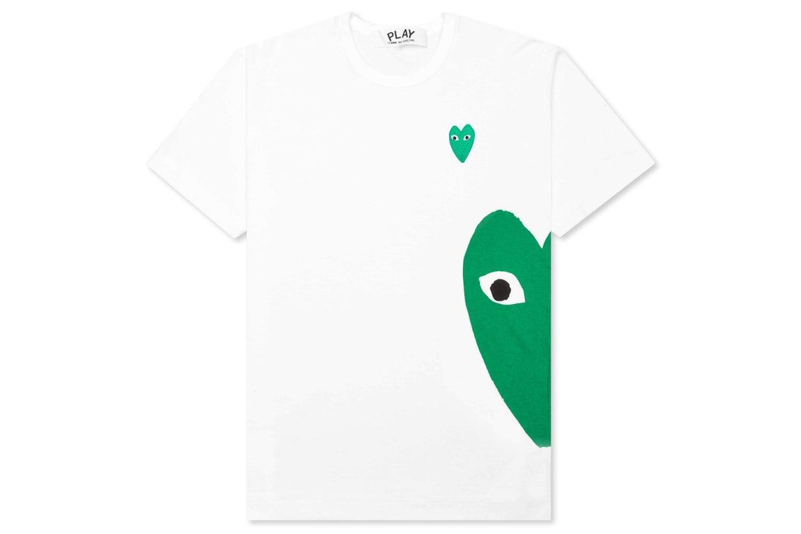 Pre-owned Cdg Play Green Emblem Heart T-shirt White
