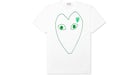 Comme des Garçons Play Verde Emblem Outline Camiseta Blanco