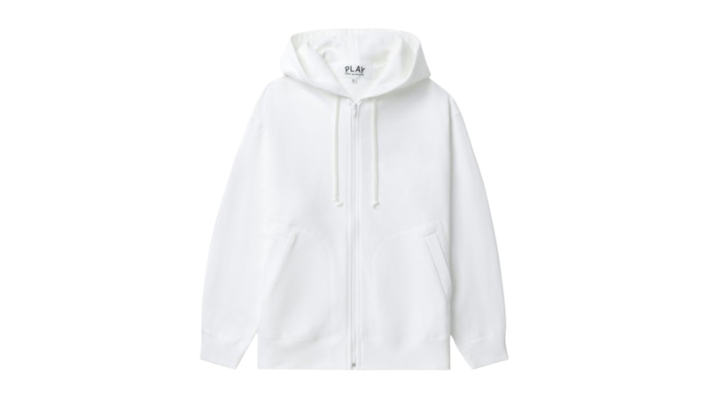 Pre-owned Comme Des Garçons Play Heart Emblem Zipup Hoodie In White/red