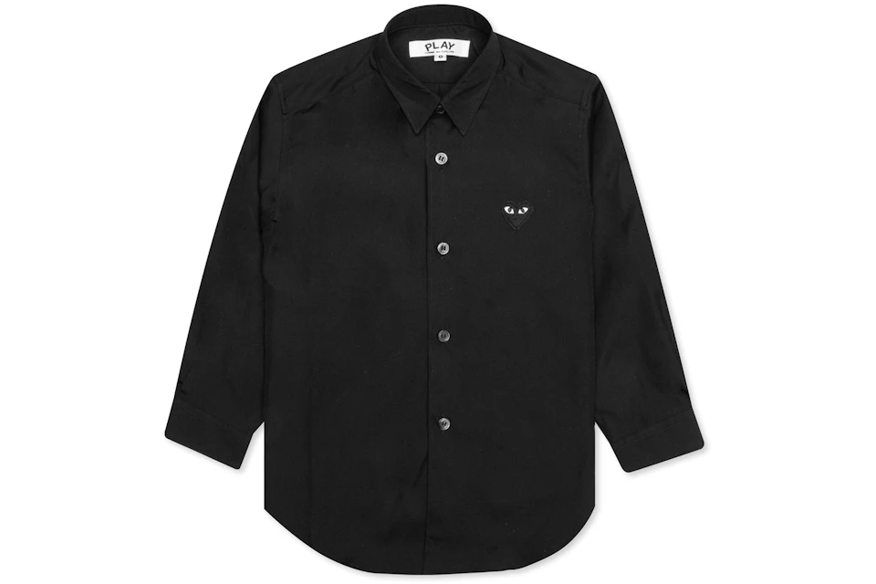 CDG Play Kid's Black Emblem Button Up Shirt Black