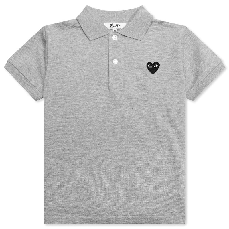 Comme des Garcons Play Kid s Black Emblem Polo Grey Kids US