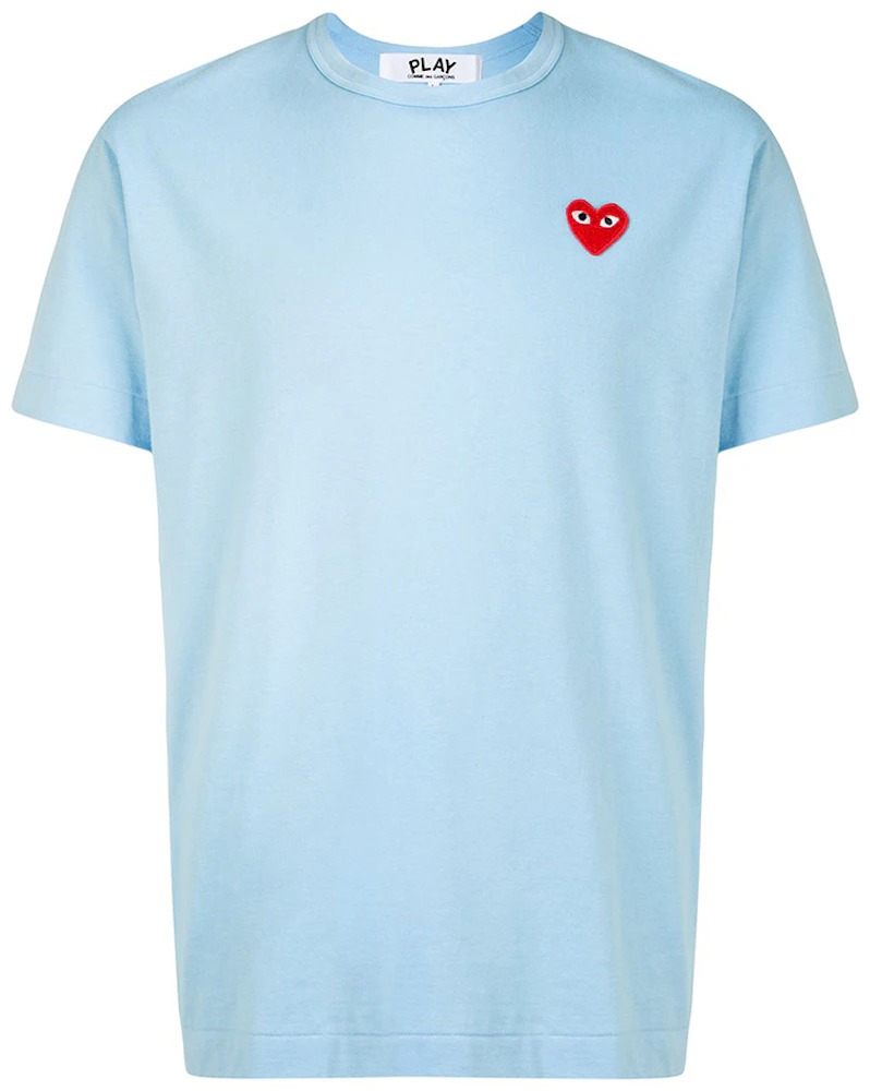 Comme des Garcons Play Logo Embroidered Tee Baby Blue/Red Men's - US