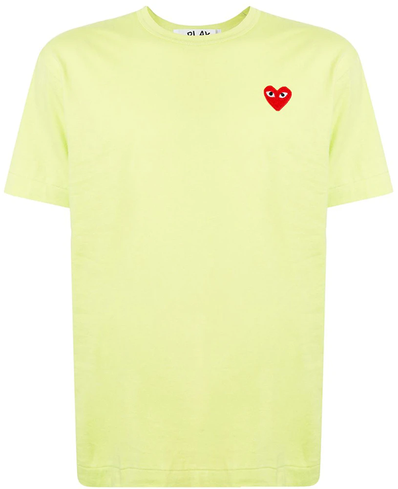 Comme des Garcons Play Logo Embroidered Tee Lime/Red Men's - US