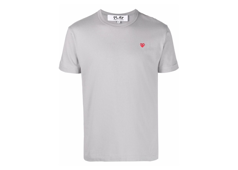 Pre-owned Comme Des Garçons Play Logo Patch Shortsleeve Tee Shirt In Grey/red