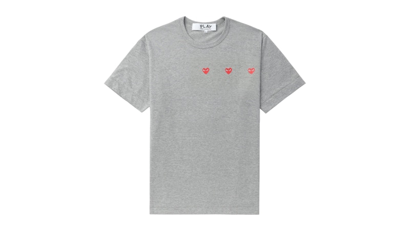 Pre-owned Comme Des Garçons Play Logo Print Tee Shirt In Grey In Gray