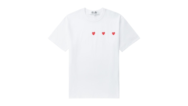 Pre-owned Comme Des Garçons Play Logo Print Tee Shirt In White