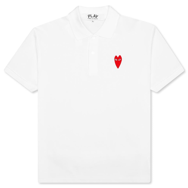 Comme des Garcons Play Long Red Heart Polo White Men's - US