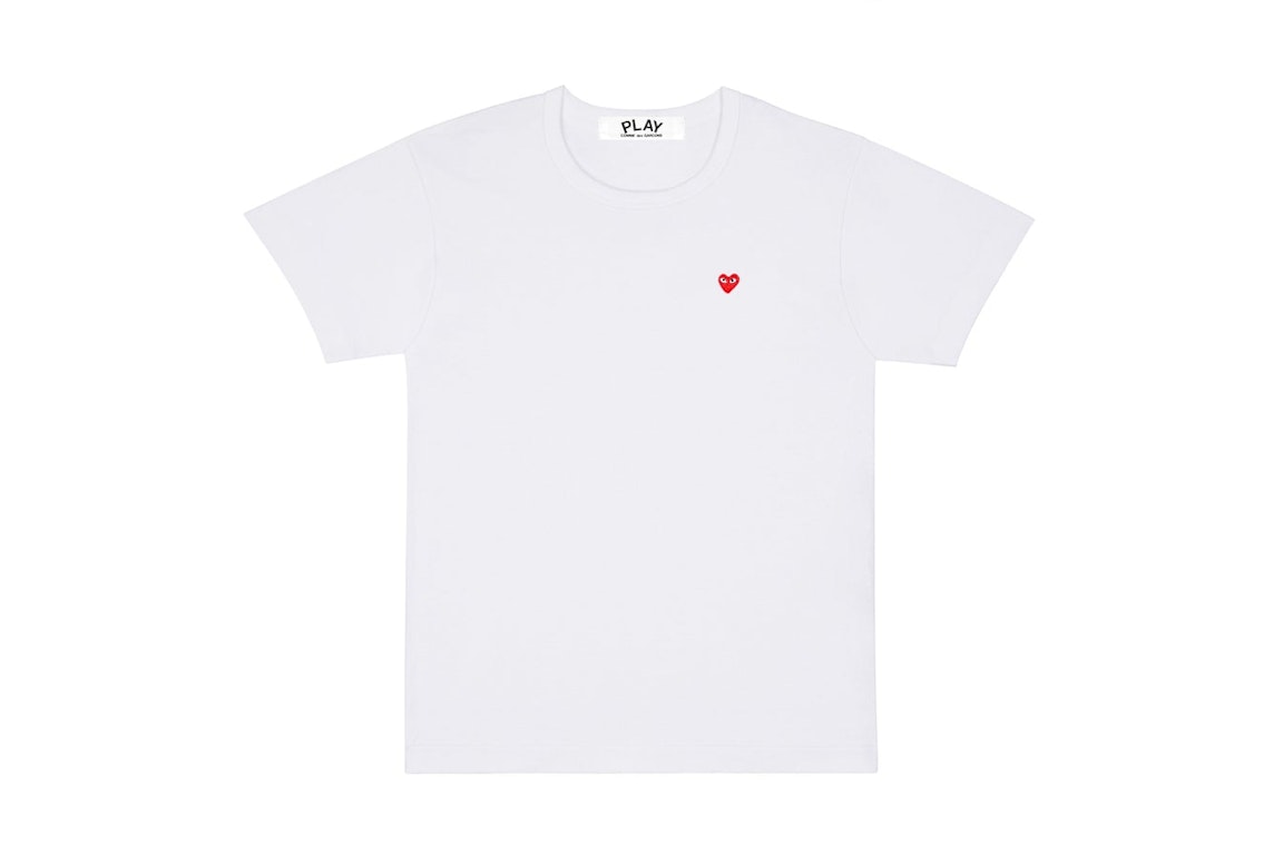 Pre-owned Cdg Play Mini Embroidered Heart T-shirt White
