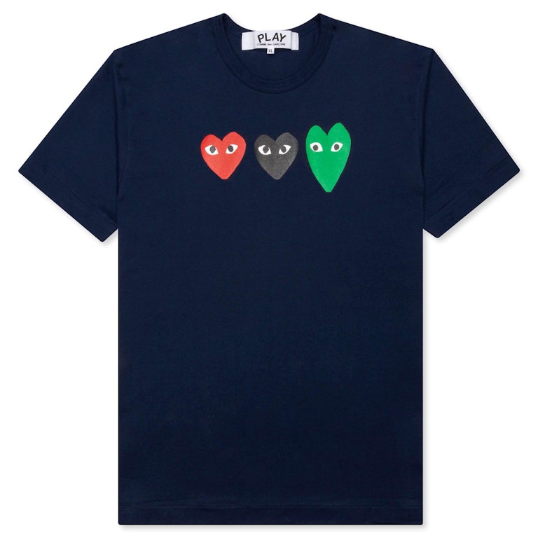 Pre-owned Cdg Play Multi Heart T-shirt Navy