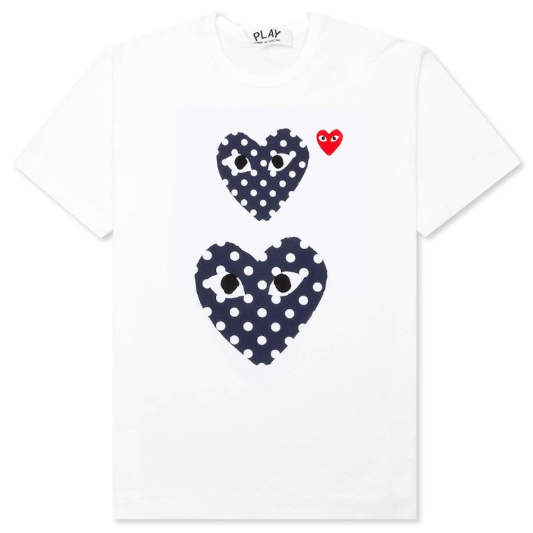 Pre-owned Cdg Play Navy Polka Dot Duo T-shirt White