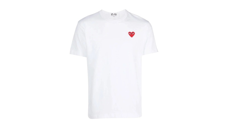Pre-owned Comme Des Garçons Play P1t108 Play Red Heart T-shirt In White