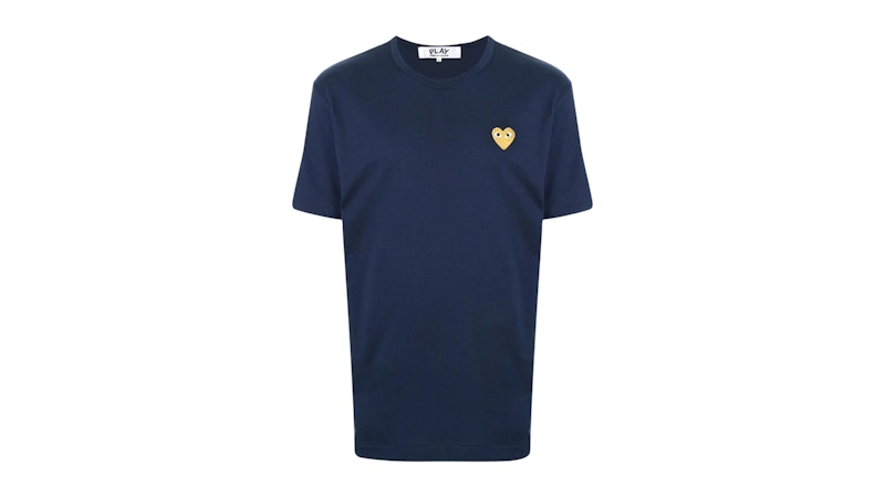 PLAY COMME des GARCONS ゴールドハート Tシャツ m216 Play Comme des Garçons: Gold Heart T-Shirt (Navy) | DSMNY E-SHOP