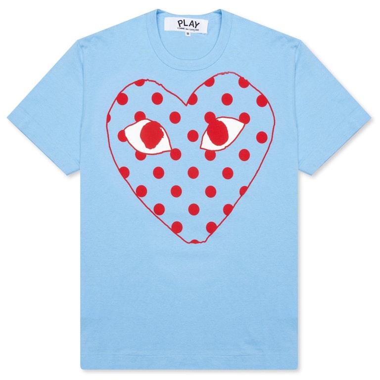 Pre-owned Cdg Play Pastelle Polka Dot Red Heart T-shirt Blue