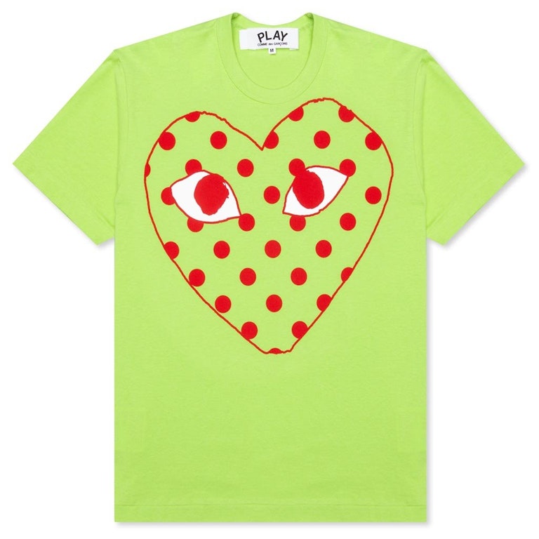 Pre-owned Cdg Play Pastelle Polka Dot Red Heart T-shirt Green
