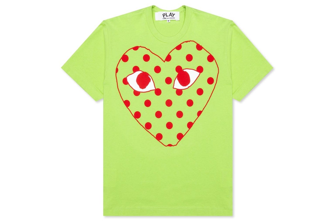 Pre-owned Cdg Play Pastelle Polka Dot Red Heart T-shirt Green