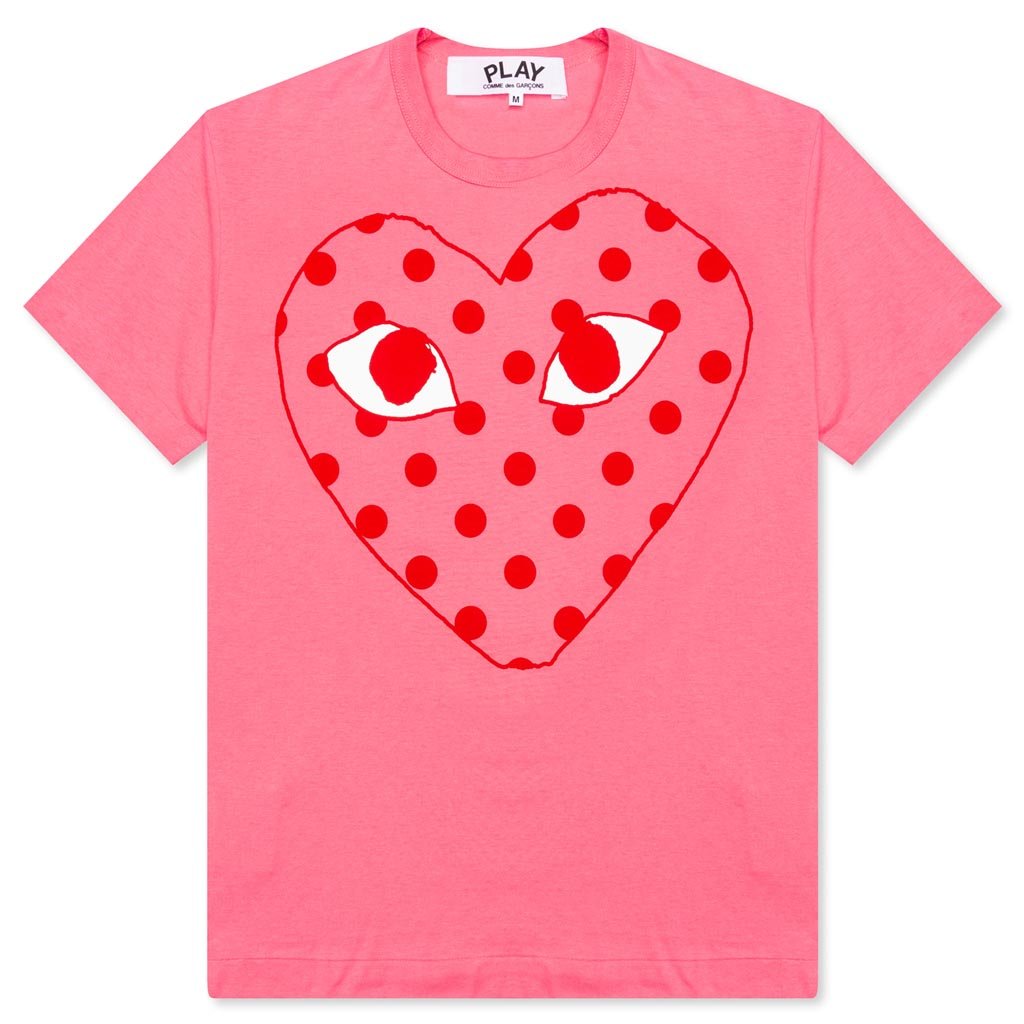Comme des Garcons Play Pastelle Polka Dot Red Heart T-shirt Pink ...