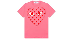Comme des Garcons Play Pastelle Polka Dot Red Heart T-shirt Pink