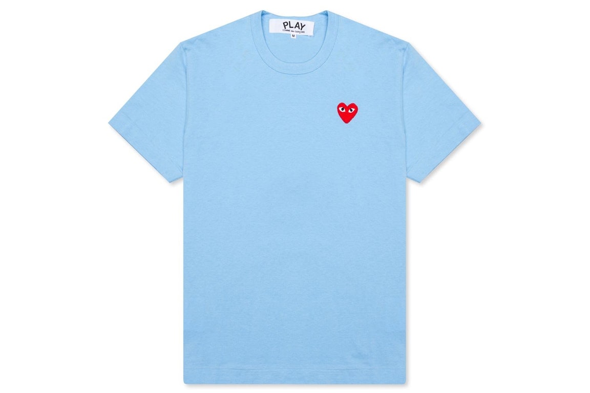 Pre-owned Cdg Play Pastelle Red Emblem T-shirt Blue