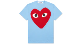 CDG Play Pastelle Red Heart T-shirt Blue