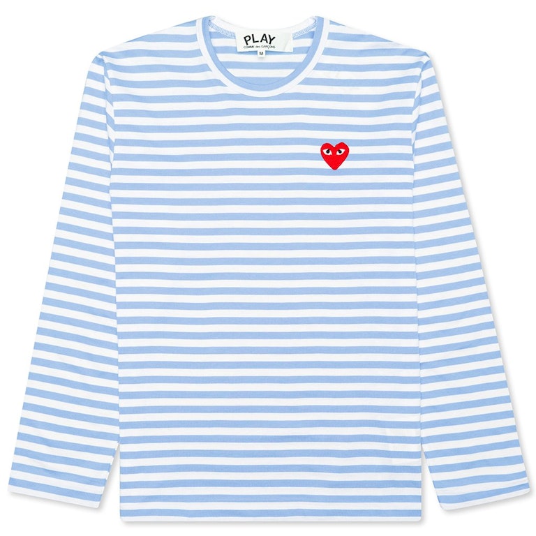 Pre-owned Cdg Play Comme Des Garcons Play Pastelle Striped L/s T-shirt Blue/white
