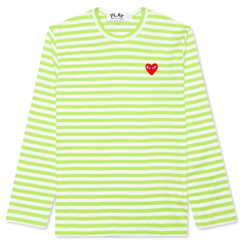 Comme des Garcons Play Pastelle Striped L/S T-shirt Green/White