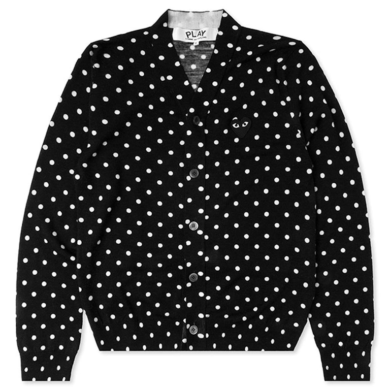 Pre-owned Cdg Play Polka Dot Cardigan Sweater Black