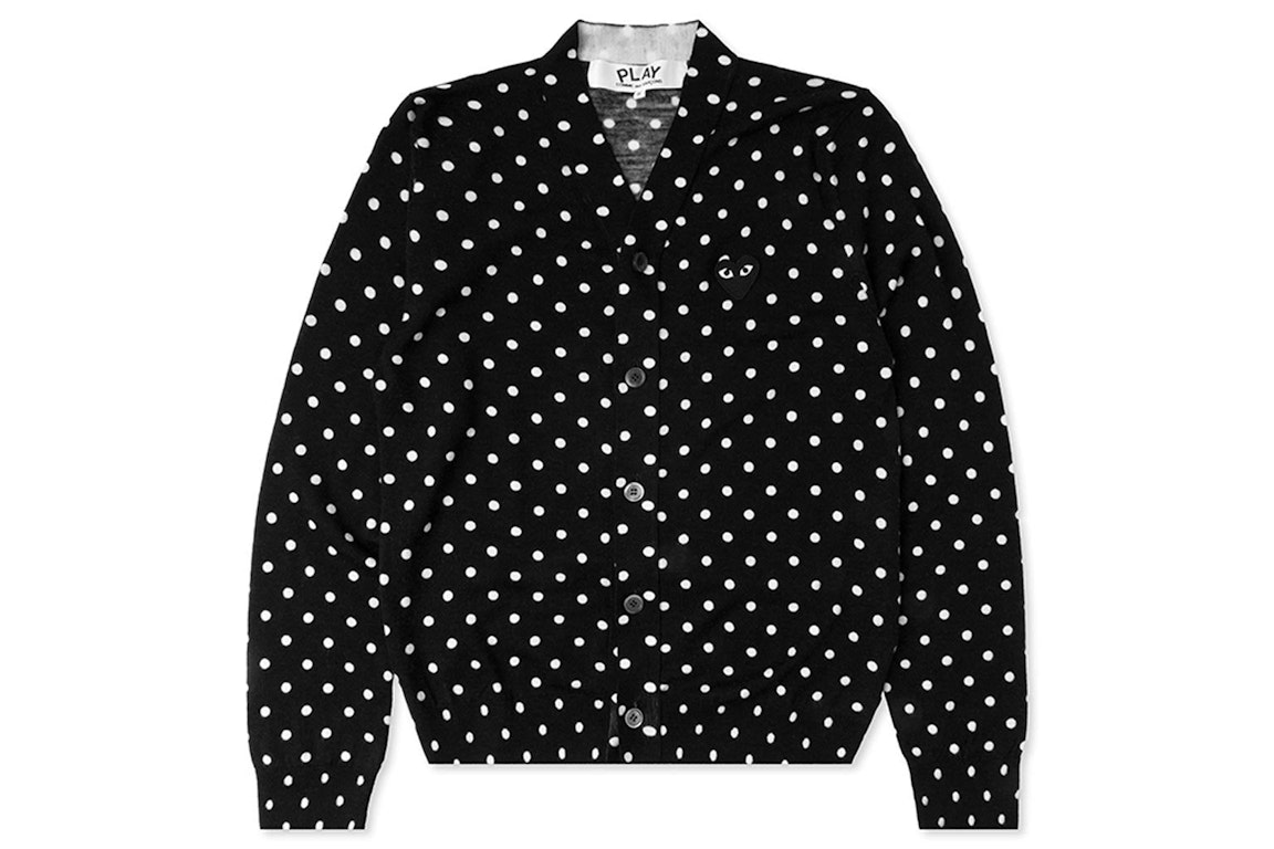 Pre-owned Cdg Play Polka Dot Cardigan Sweater Black