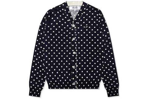 Comme des Garcons Play Polka Dot Cardigan Sweater Navy US