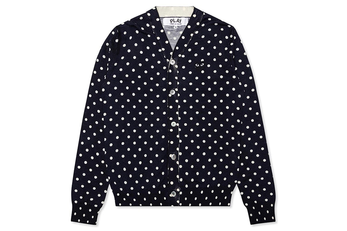 Pre-owned Cdg Play Polka Dot Cardigan Sweater Navy