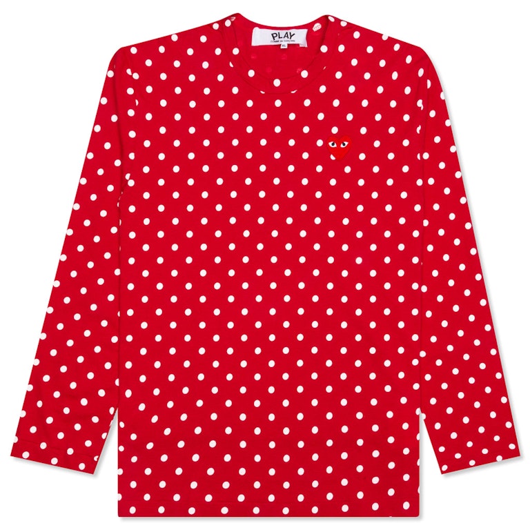 Pre-owned Cdg Play Comme Des Garcons Play Polka Dot L/s T-shirt Red