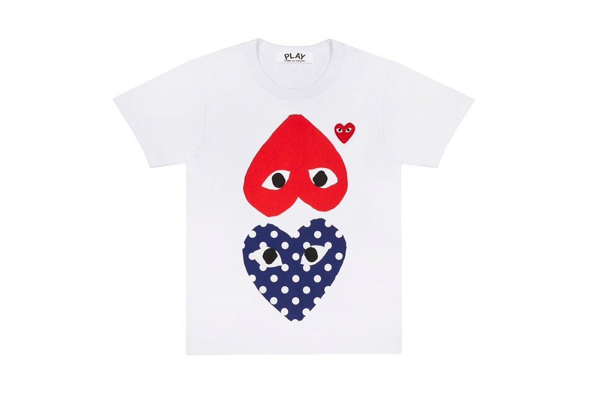 Pre-owned Cdg Play Polka Dot With Upside Down Heart T-shirt White