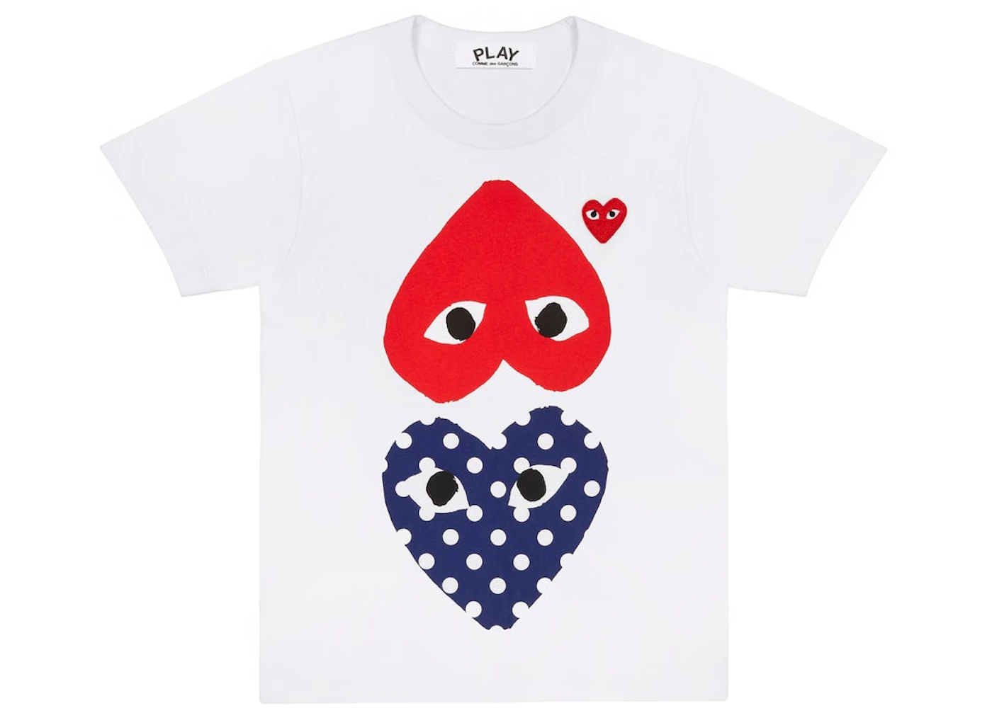 Comme des Garcons Play Polka Dot With Upside Down Heart T-shirt White ...