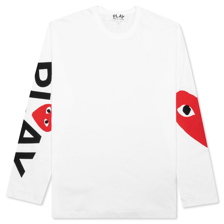 Pre-owned Cdg Play Comme Des Garcons Play Red Big Heart L/s T-shirt White