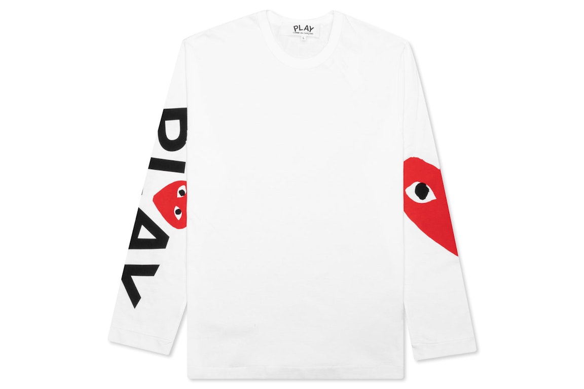 Pre-owned Cdg Play Comme Des Garcons Play Red Big Heart L/s T-shirt White