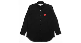 Comme des Garcons PLAY Red Emblem Button Up Shirt Black