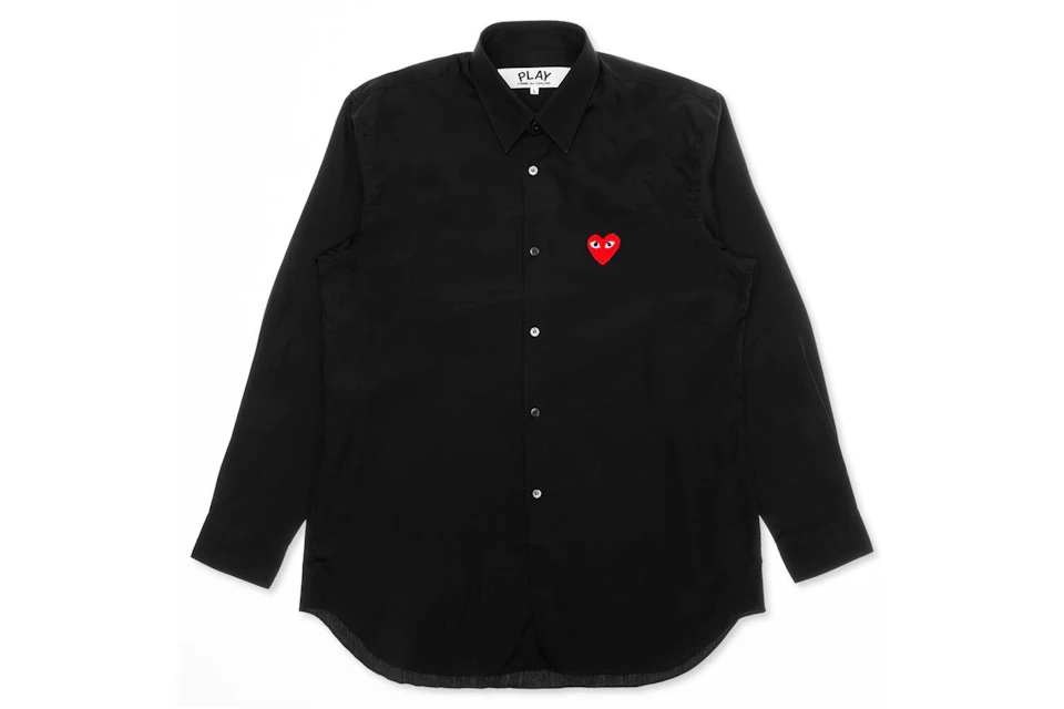 Comme des Garcons PLAY Red Emblem Button Up Shirt Black