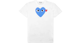 CDG Play Red Emblem Heart T-shirt White/Blue