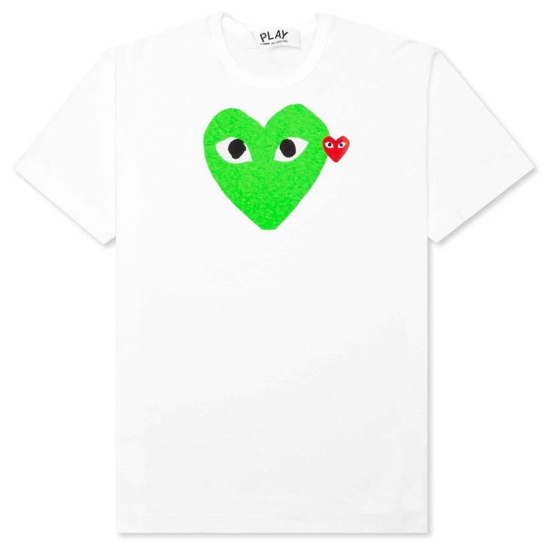 Pre-owned Cdg Play Comme Des Garcons Play Red Emblem Heart T-shirt White/green