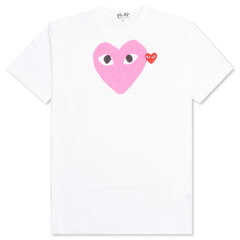 Pre-owned Cdg Play Comme Des Garcons Play Red Emblem Heart T-shirt White/pink
