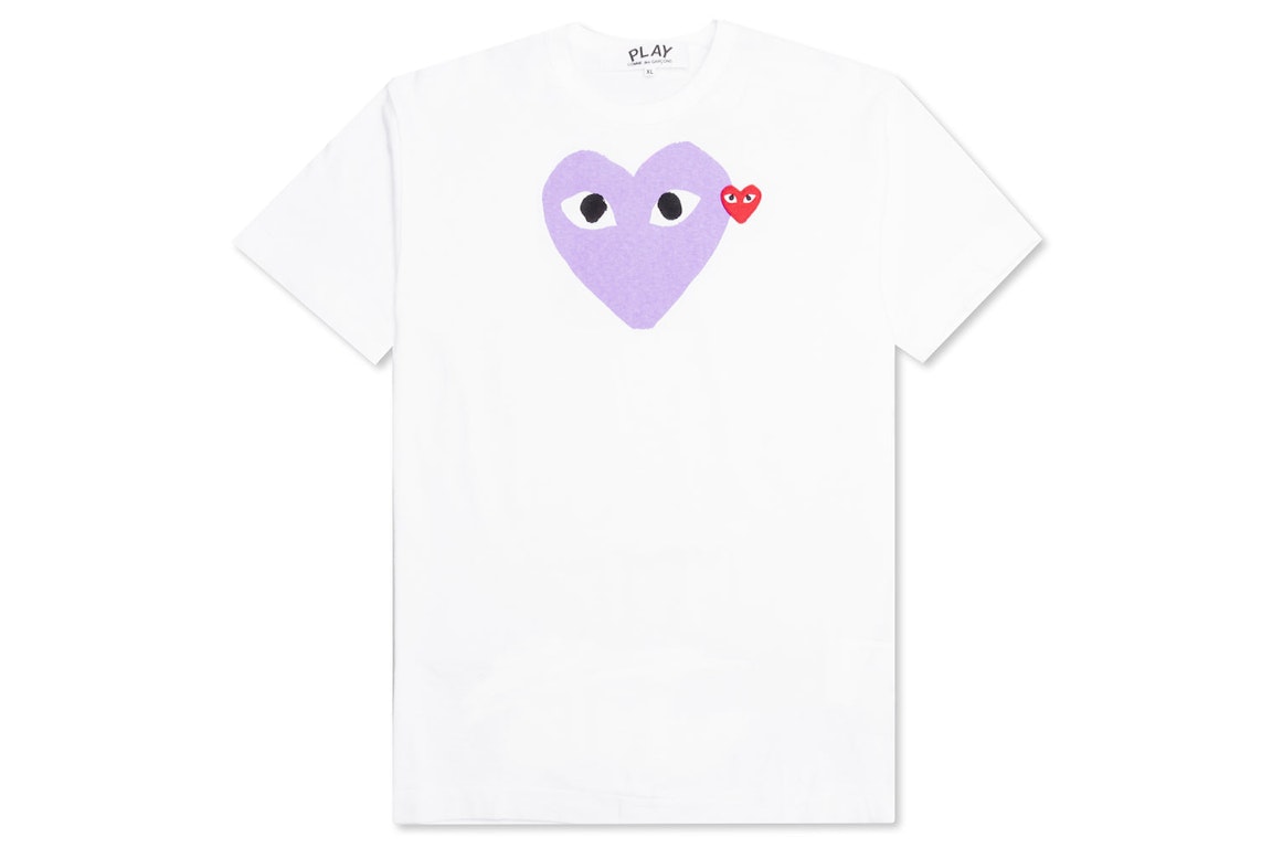 Pre-owned Cdg Play Comme Des Garcons Play Red Emblem Heart T-shirt White/purple