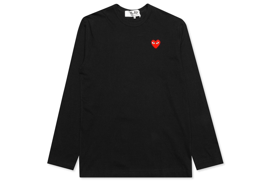 Pre-owned Cdg Play Comme Des Garcons Play Red Emblem L/s T-shirt Black