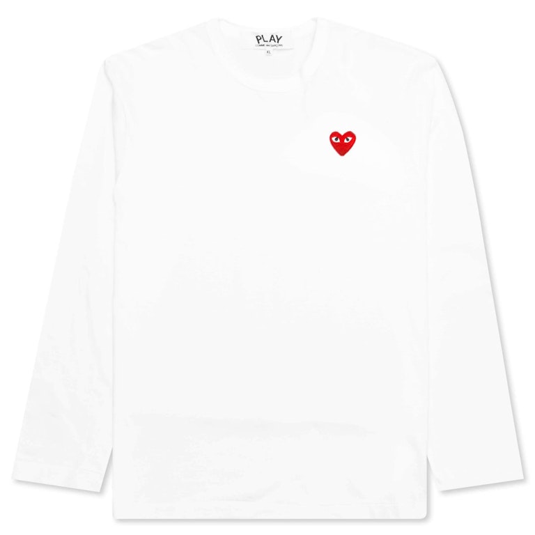 Pre-owned Cdg Play Comme Des Garcons Play Red Emblem L/s T-shirt White